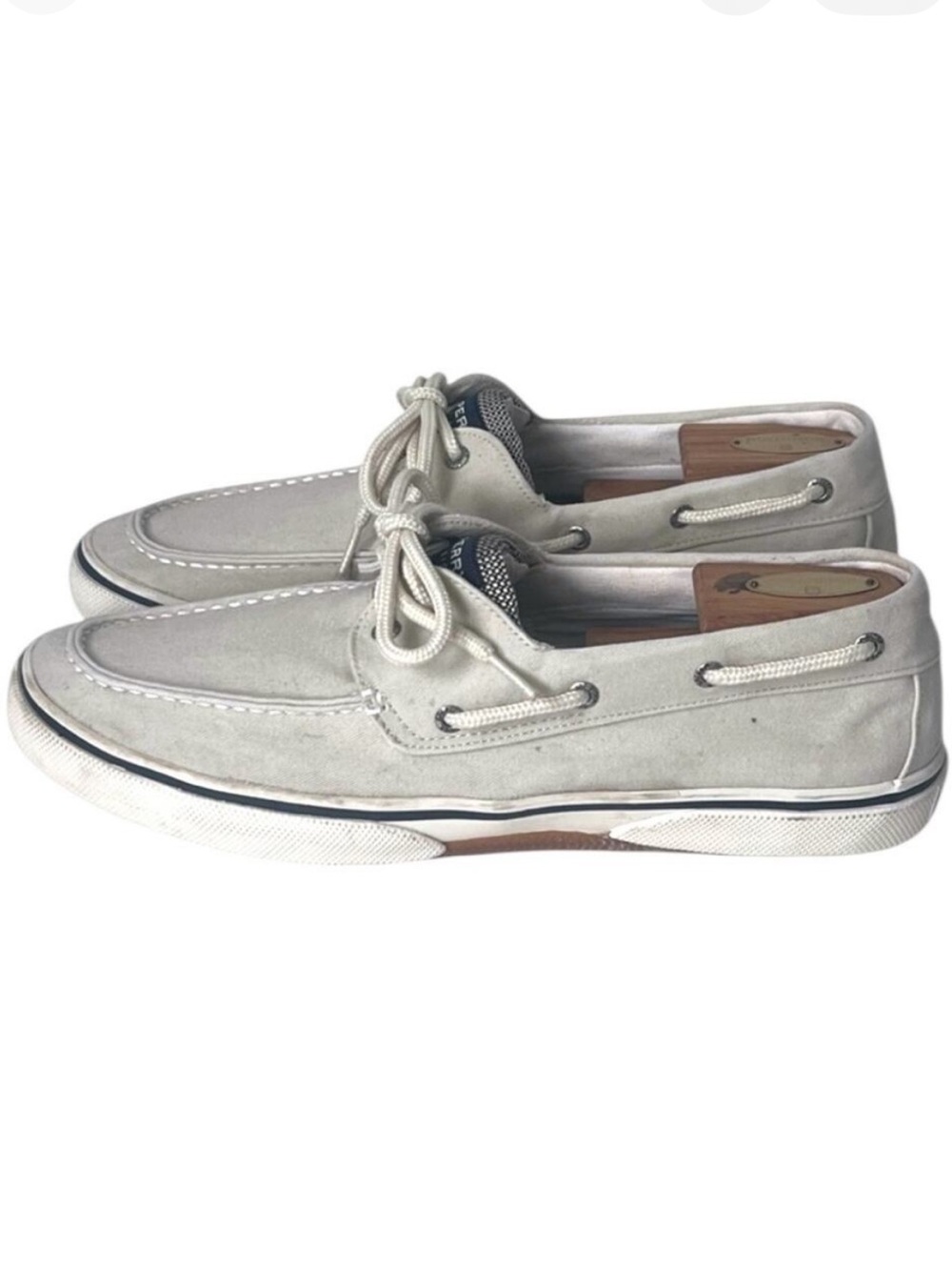 Sperry Canvas Boat Shoes Mens 13 Classic Lace Up Moccasin White Docksider Preppy